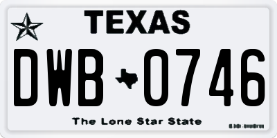 TX license plate DWB0746