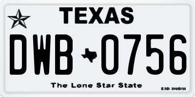 TX license plate DWB0756