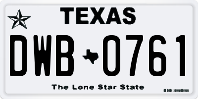 TX license plate DWB0761