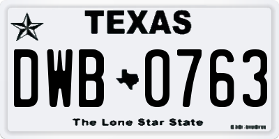 TX license plate DWB0763