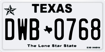 TX license plate DWB0768