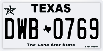 TX license plate DWB0769