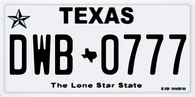 TX license plate DWB0777