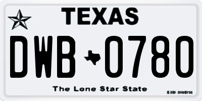 TX license plate DWB0780