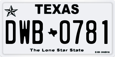 TX license plate DWB0781