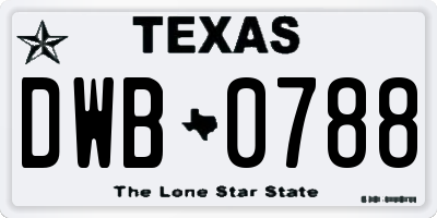 TX license plate DWB0788