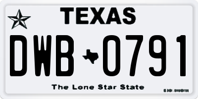 TX license plate DWB0791