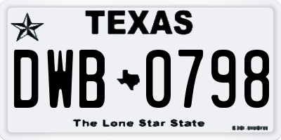 TX license plate DWB0798