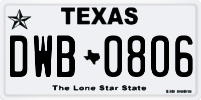 TX license plate DWB0806