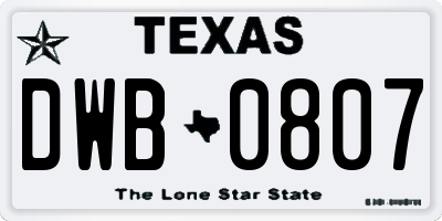 TX license plate DWB0807