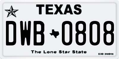 TX license plate DWB0808