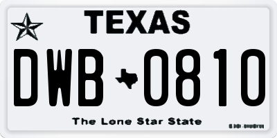 TX license plate DWB0810
