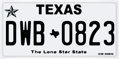 TX license plate DWB0823