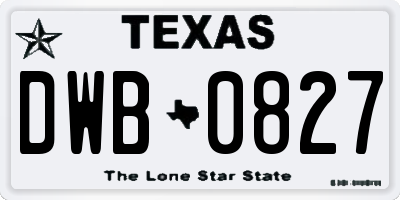 TX license plate DWB0827