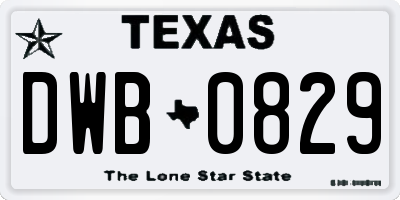 TX license plate DWB0829