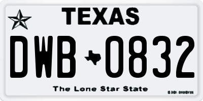 TX license plate DWB0832