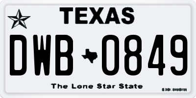 TX license plate DWB0849