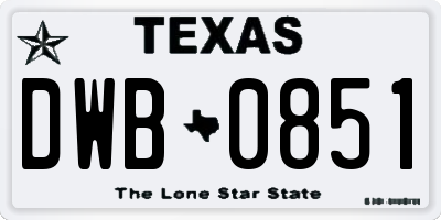 TX license plate DWB0851