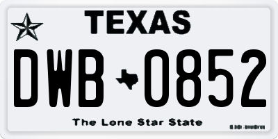 TX license plate DWB0852