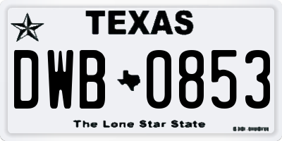 TX license plate DWB0853