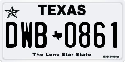 TX license plate DWB0861