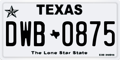 TX license plate DWB0875