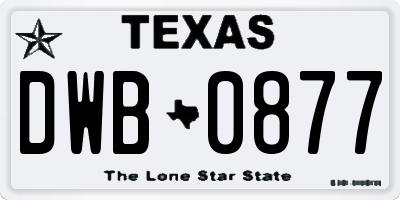 TX license plate DWB0877