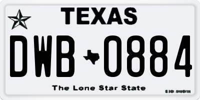 TX license plate DWB0884