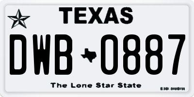 TX license plate DWB0887