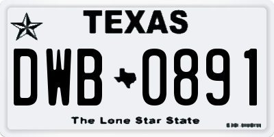 TX license plate DWB0891
