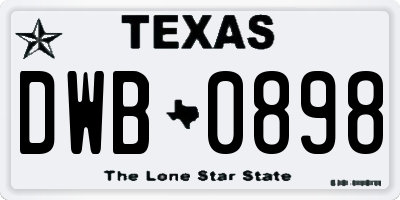 TX license plate DWB0898