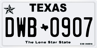 TX license plate DWB0907