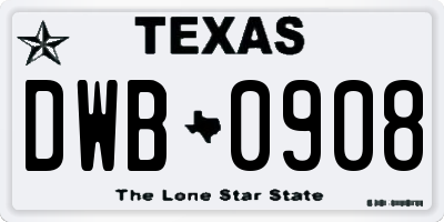 TX license plate DWB0908