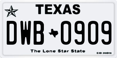 TX license plate DWB0909