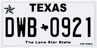 TX license plate DWB0921