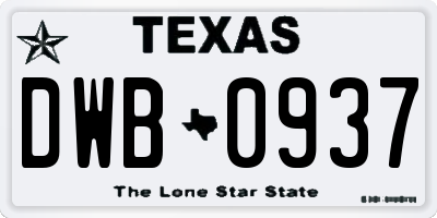 TX license plate DWB0937