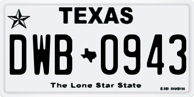 TX license plate DWB0943