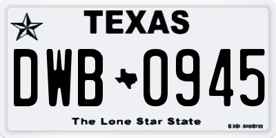 TX license plate DWB0945