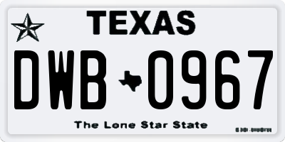 TX license plate DWB0967