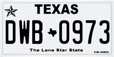 TX license plate DWB0973