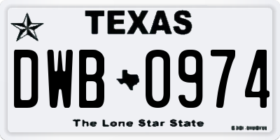TX license plate DWB0974