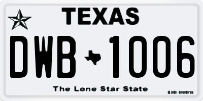 TX license plate DWB1006