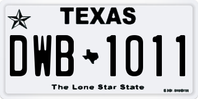 TX license plate DWB1011