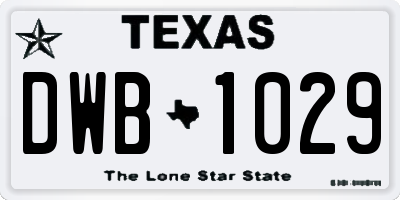 TX license plate DWB1029