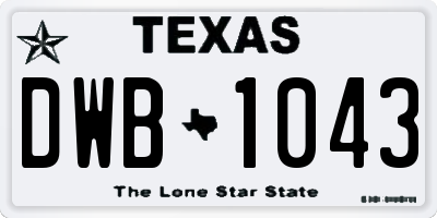 TX license plate DWB1043