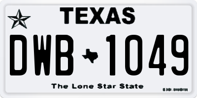 TX license plate DWB1049