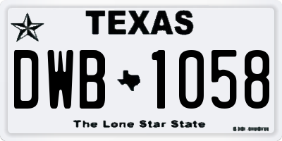 TX license plate DWB1058