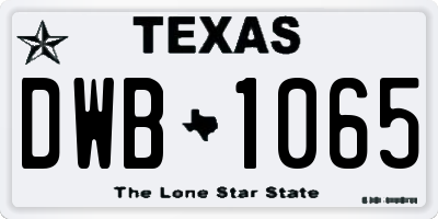 TX license plate DWB1065