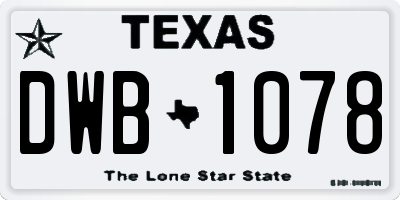 TX license plate DWB1078