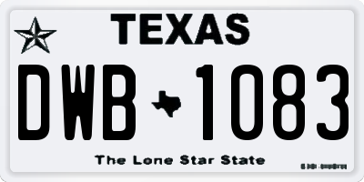 TX license plate DWB1083